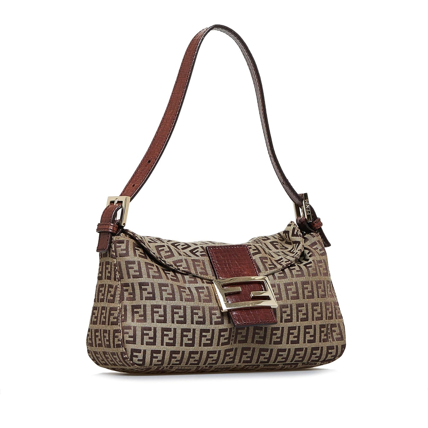 Fendi Zucchino Double Baguette Shg Du3Dv1 Handbag Flap Shoulder Bag