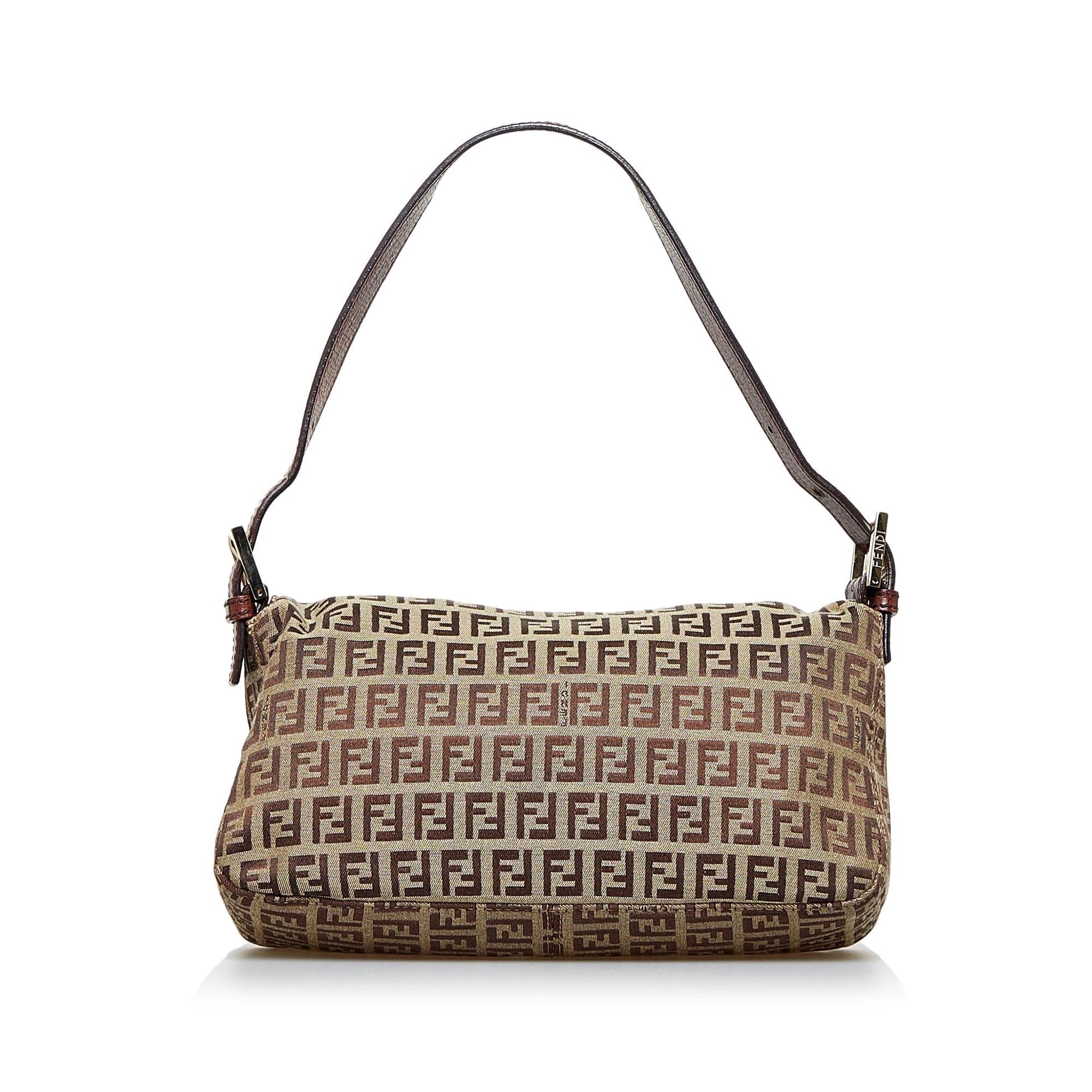 Fendi Zucchino Double Baguette Shg 940Lup Handbag Flap Shoulder Bag