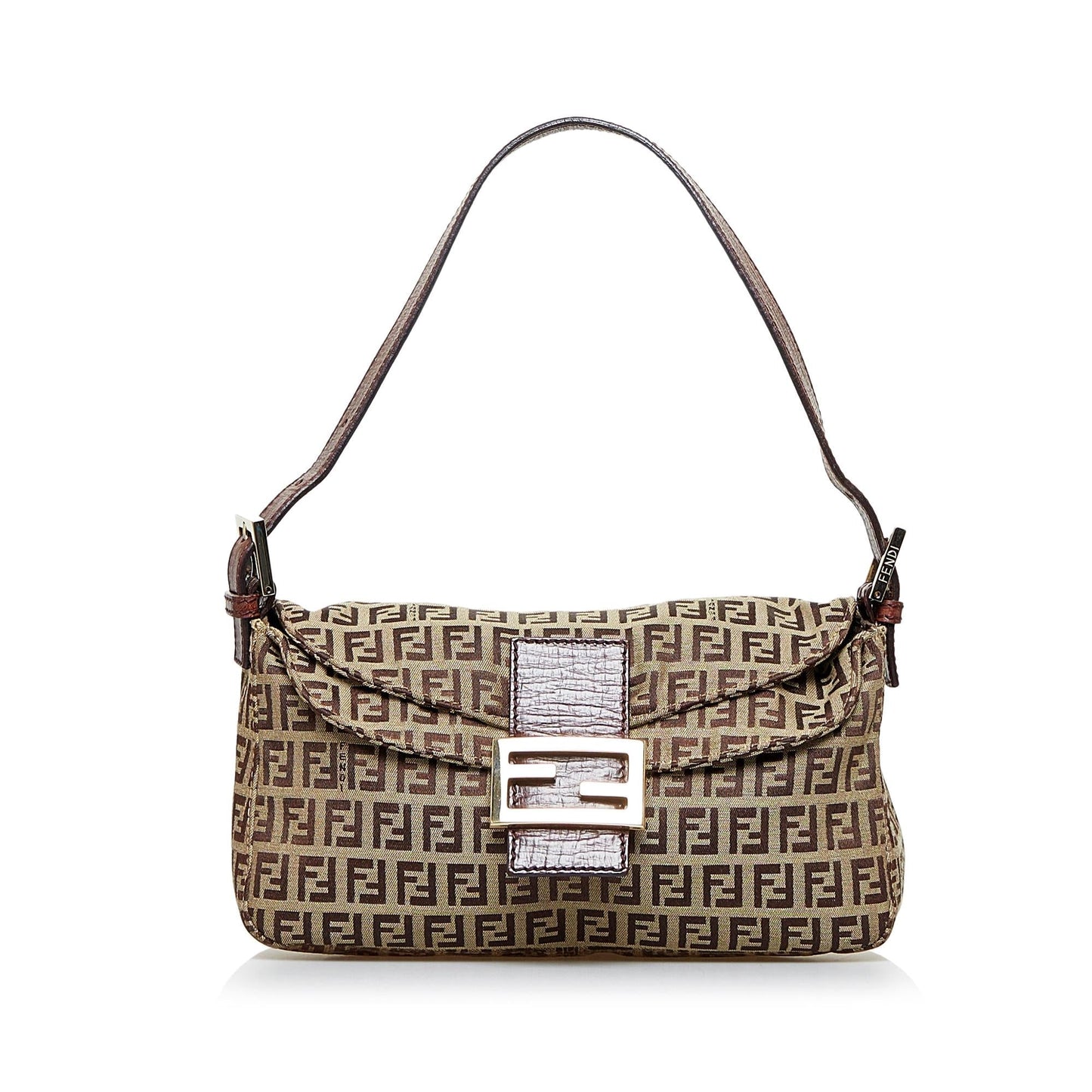 Fendi Zucchino Double Baguette Shg 940Lup Handbag Flap Shoulder Bag