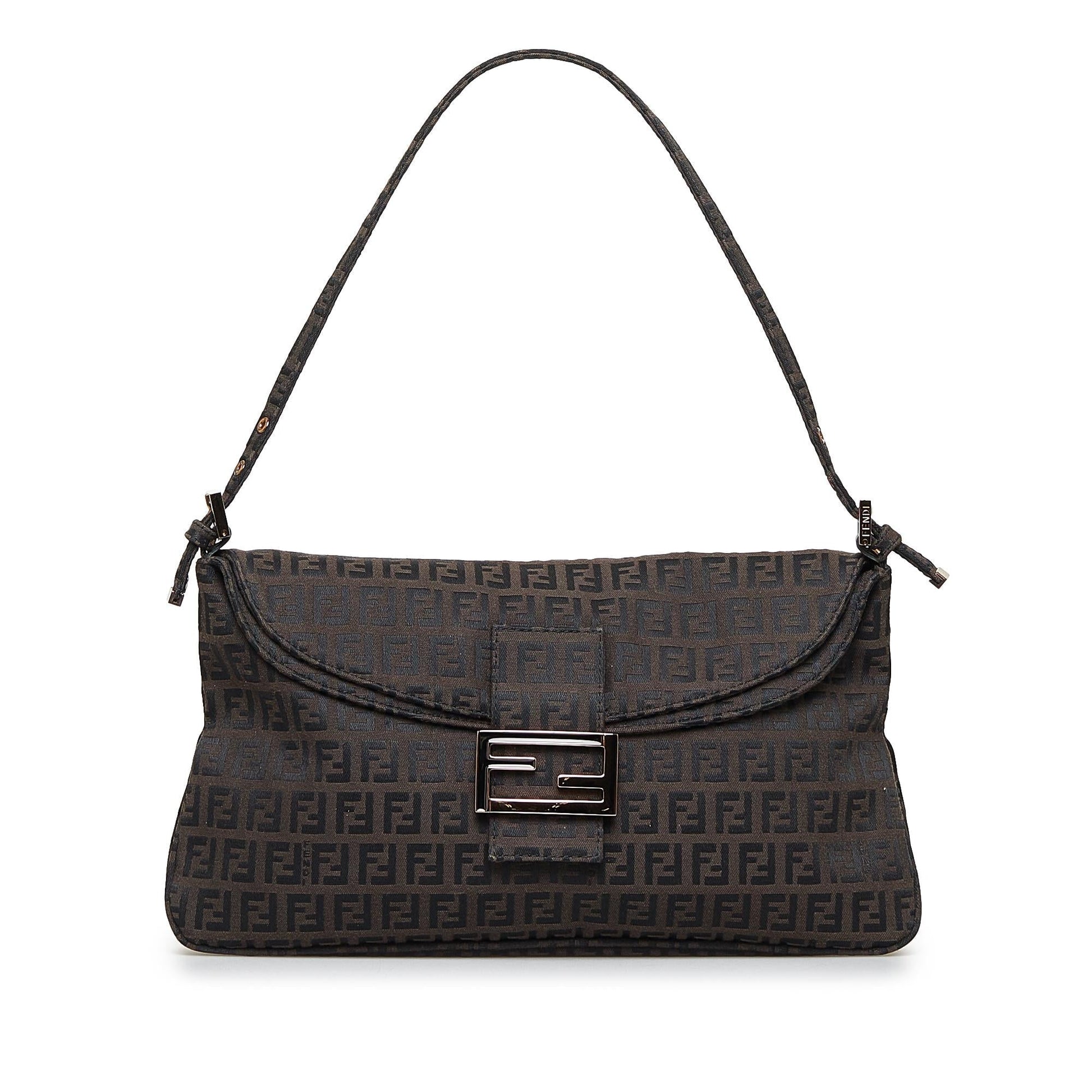 Fendi Zucchino Double Baguette Shg Riwgfn Handbag Flap Shoulder Bag