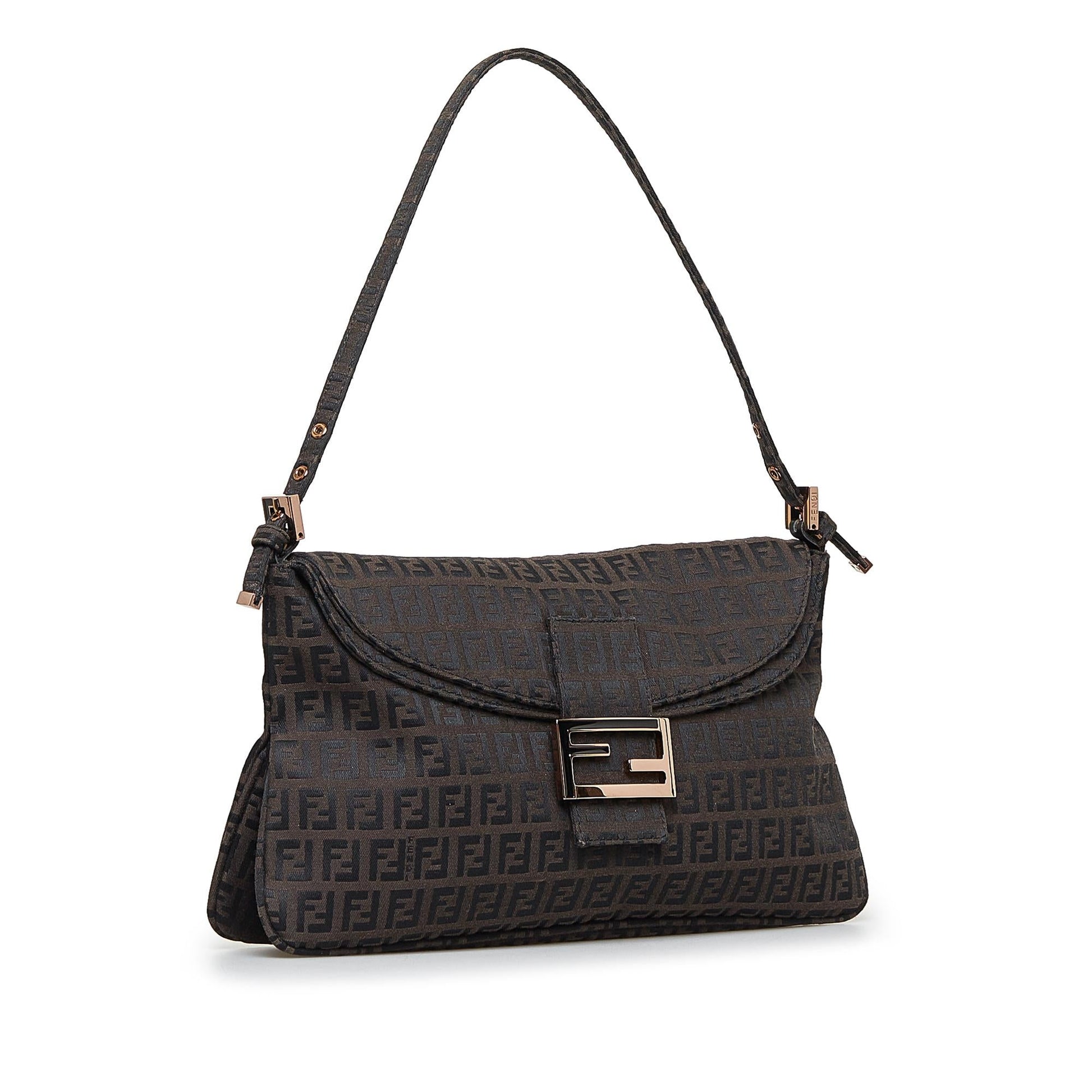 Fendi Zucchino Double Baguette Shg Riwgfn Handbag Flap Shoulder Bag