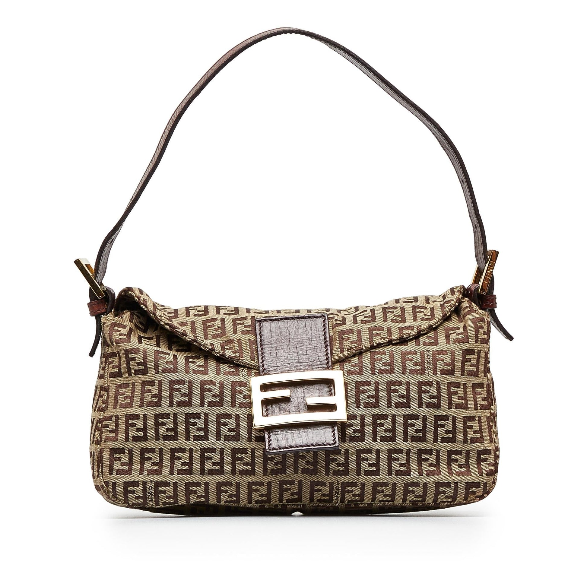 Fendi Zucchino Double Baguette Shg 30Rj5M Handbag Flap Shoulder Bag