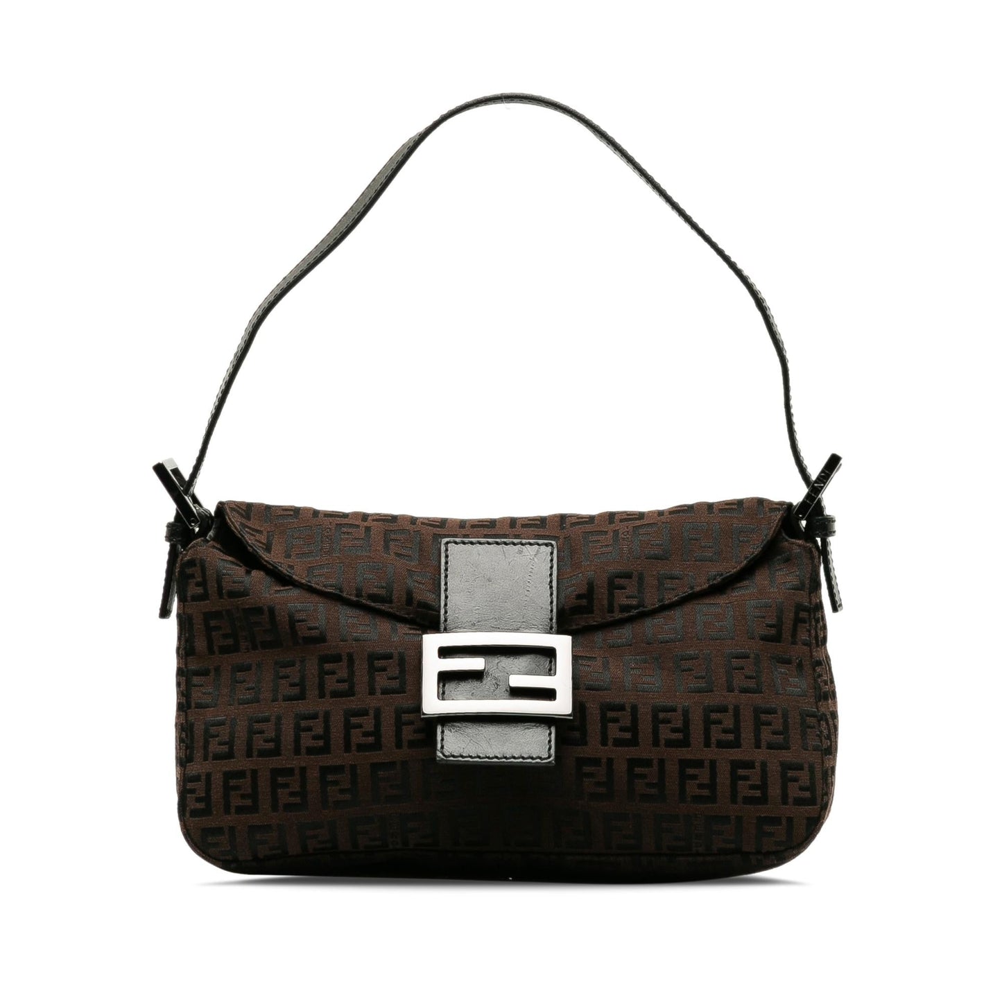 Fendi Zucchino Double Baguette Shg Wac2Ke Handbag Flap Shoulder Bag
