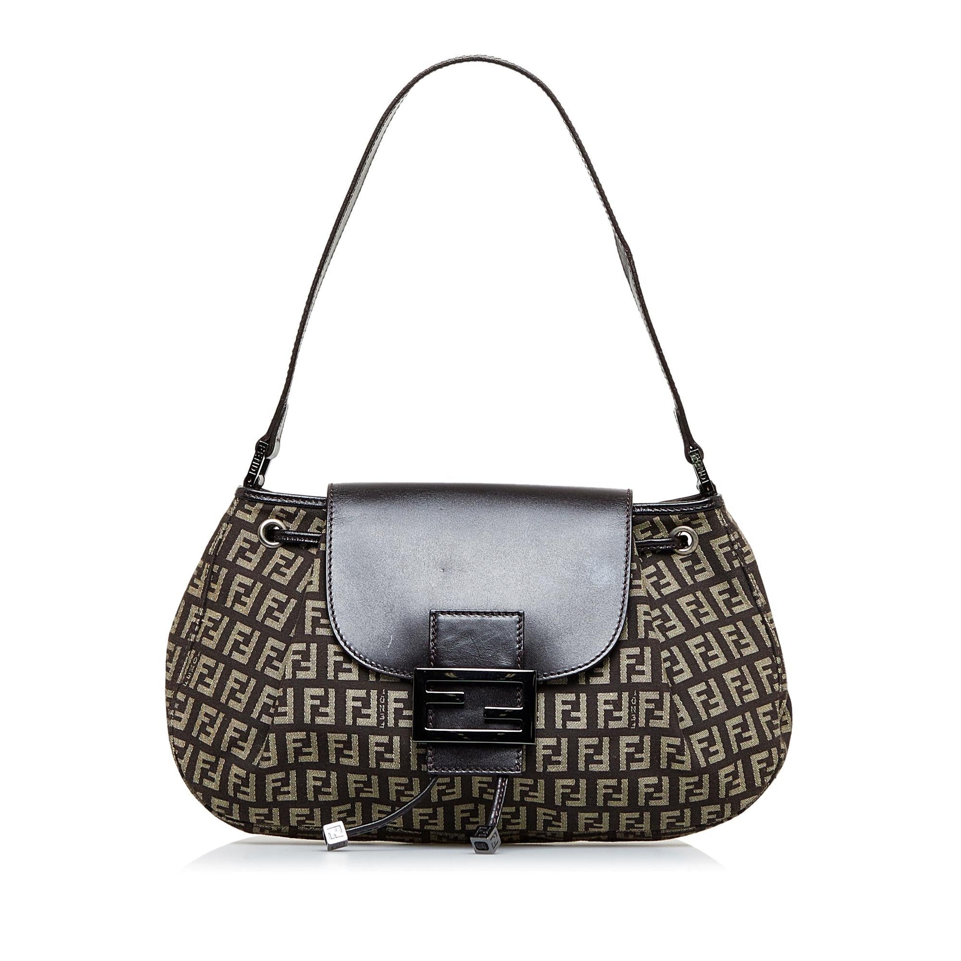 Fendi Zucchino Drawstring Baguette Shg Dlgic3 Handbag Shoulder Bag