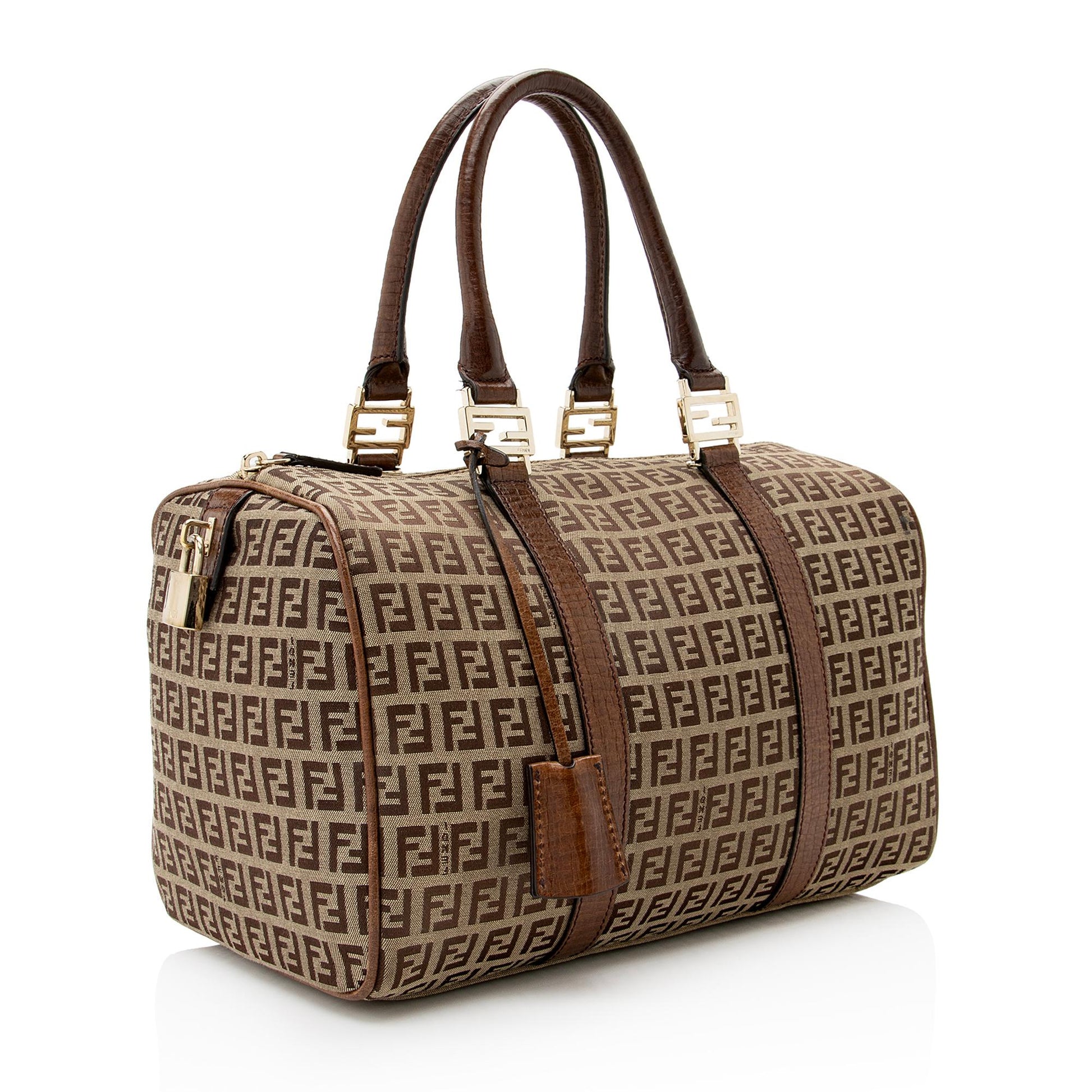 Fendi Zucchino Forever Boston Bag Shf Satchel Bag