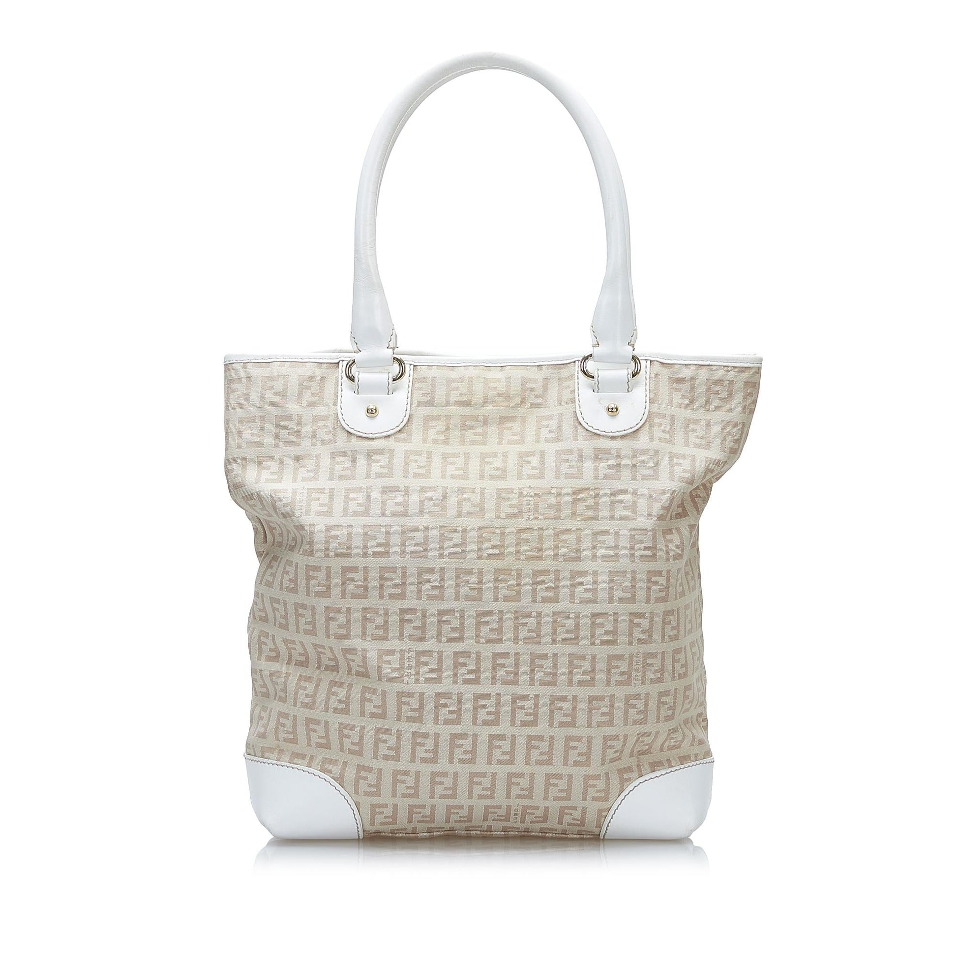 Fendi Zucchino Trimmed Tote Shg Loktij Leather Tote Bag