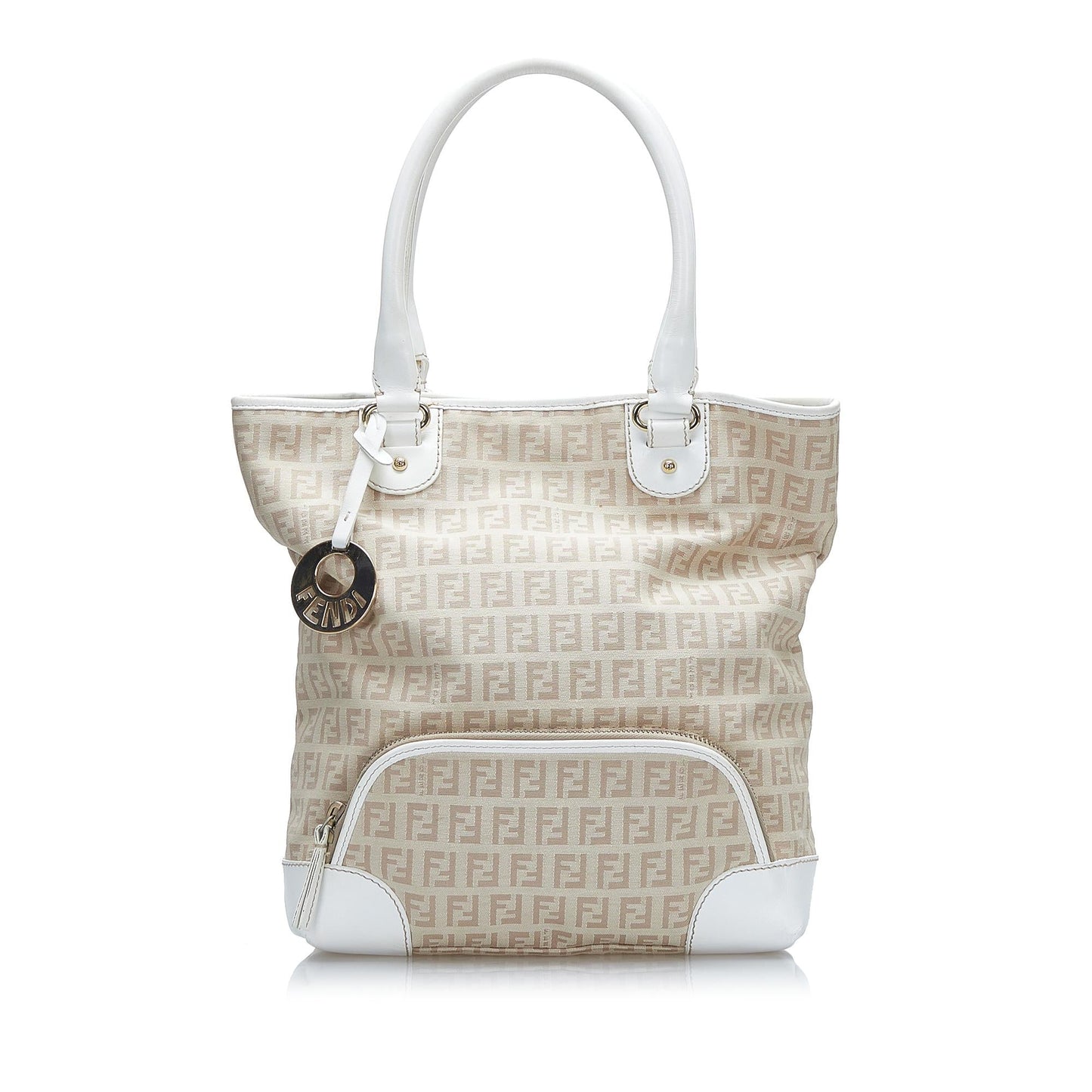 Fendi Zucchino Trimmed Tote Shg Loktij Leather Tote Bag