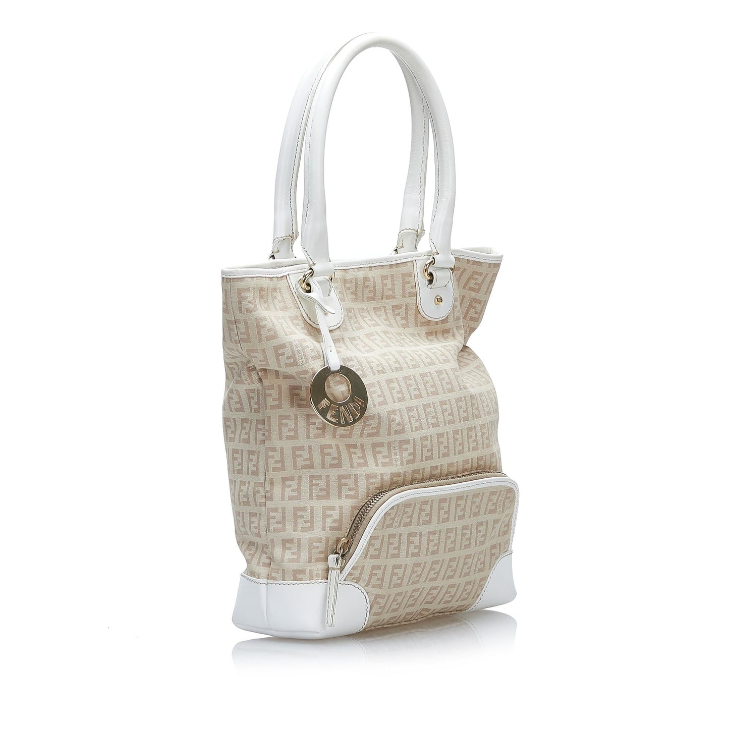 Fendi Zucchino Trimmed Tote Shg Loktij Leather Tote Bag