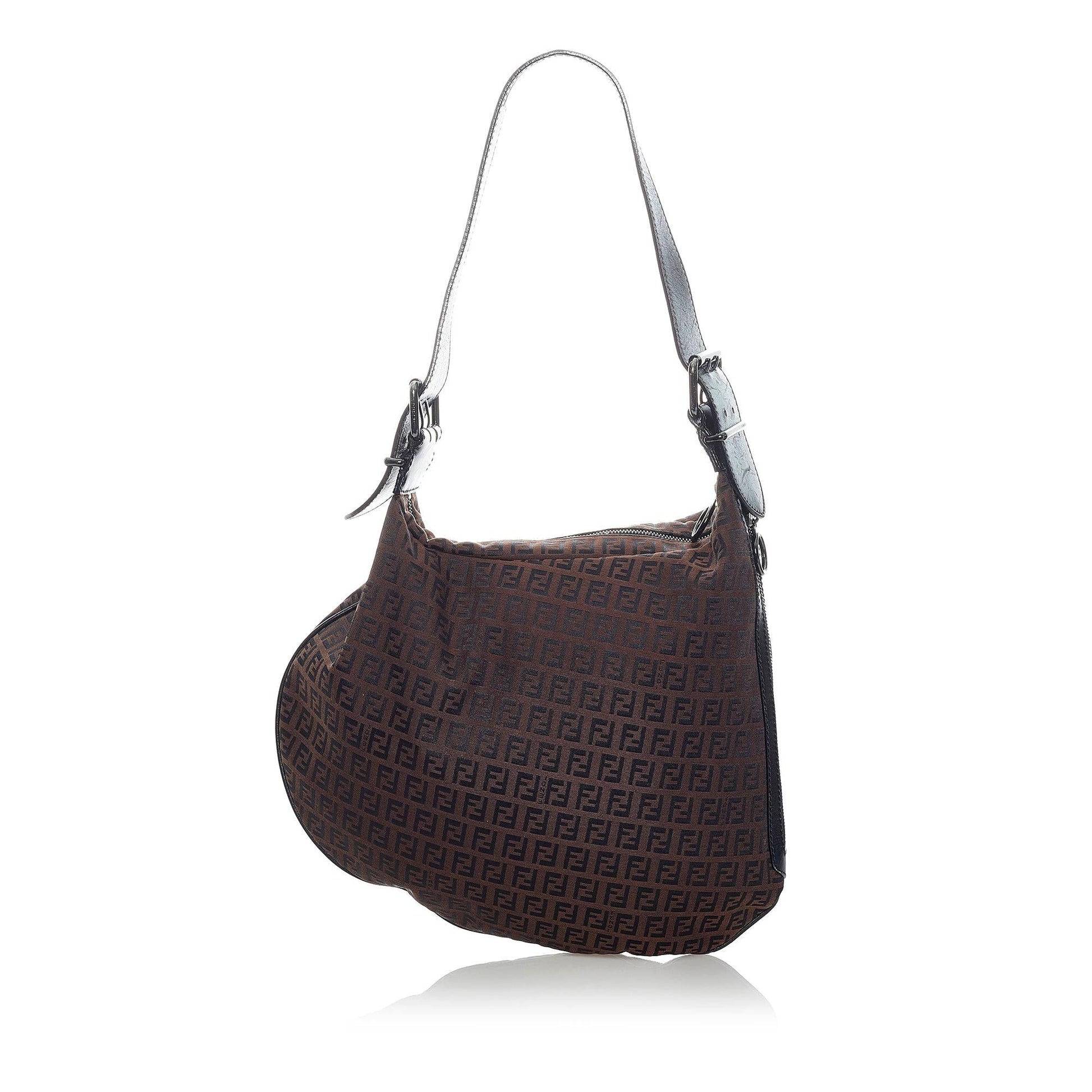 Fendi Zucchino Oyster Shoulder Bag Shg Canvas