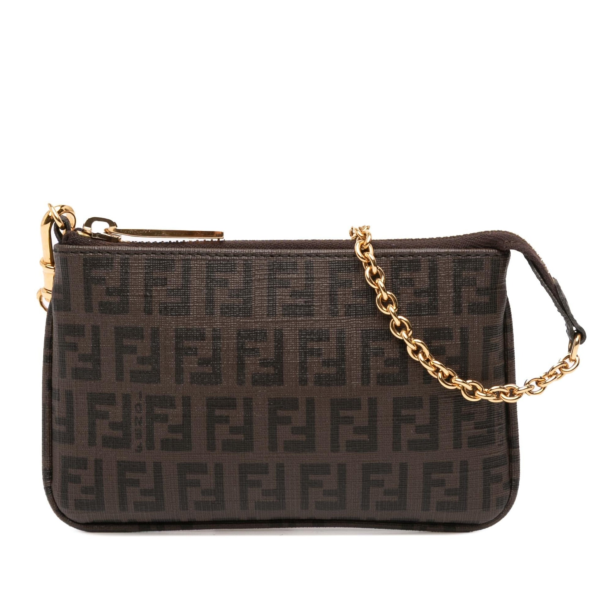 Fendi Zucchino Spalmati Pochette Shoulder Bag Chain