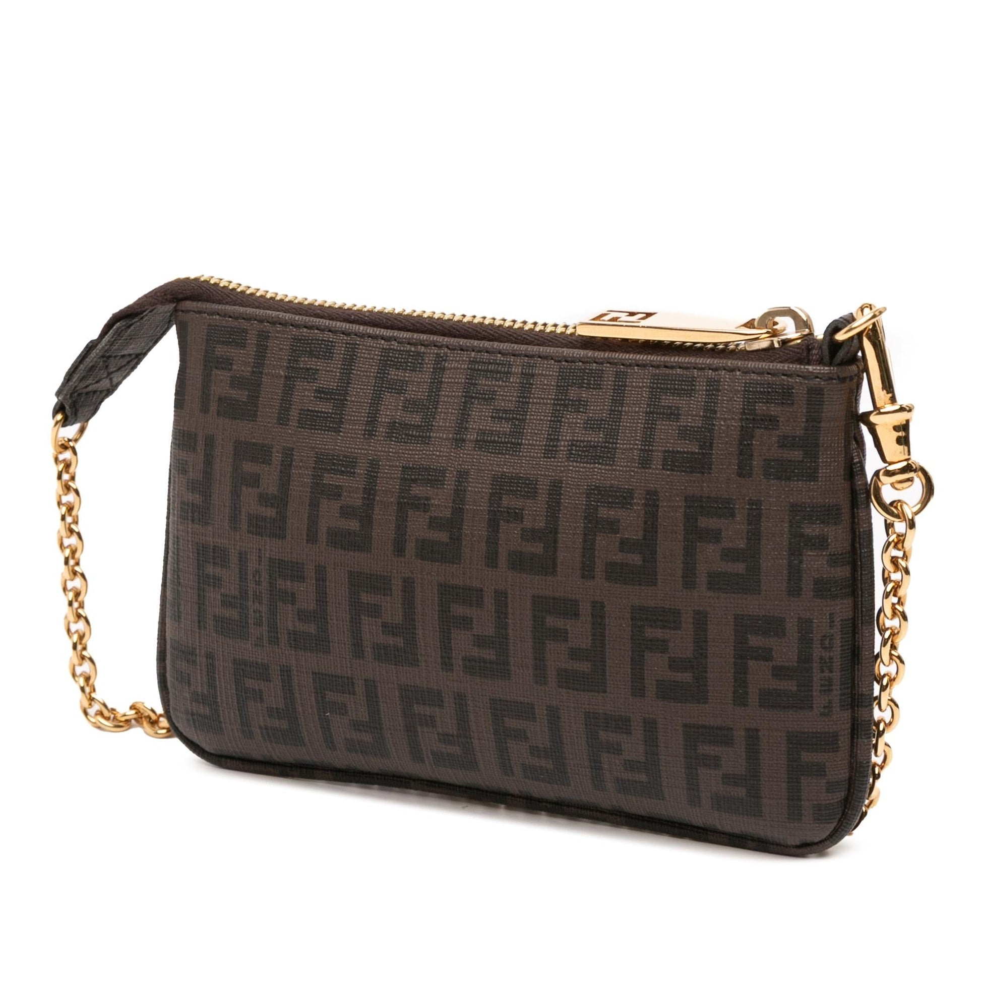 Fendi Zucchino Spalmati Pochette Shoulder Bag Chain