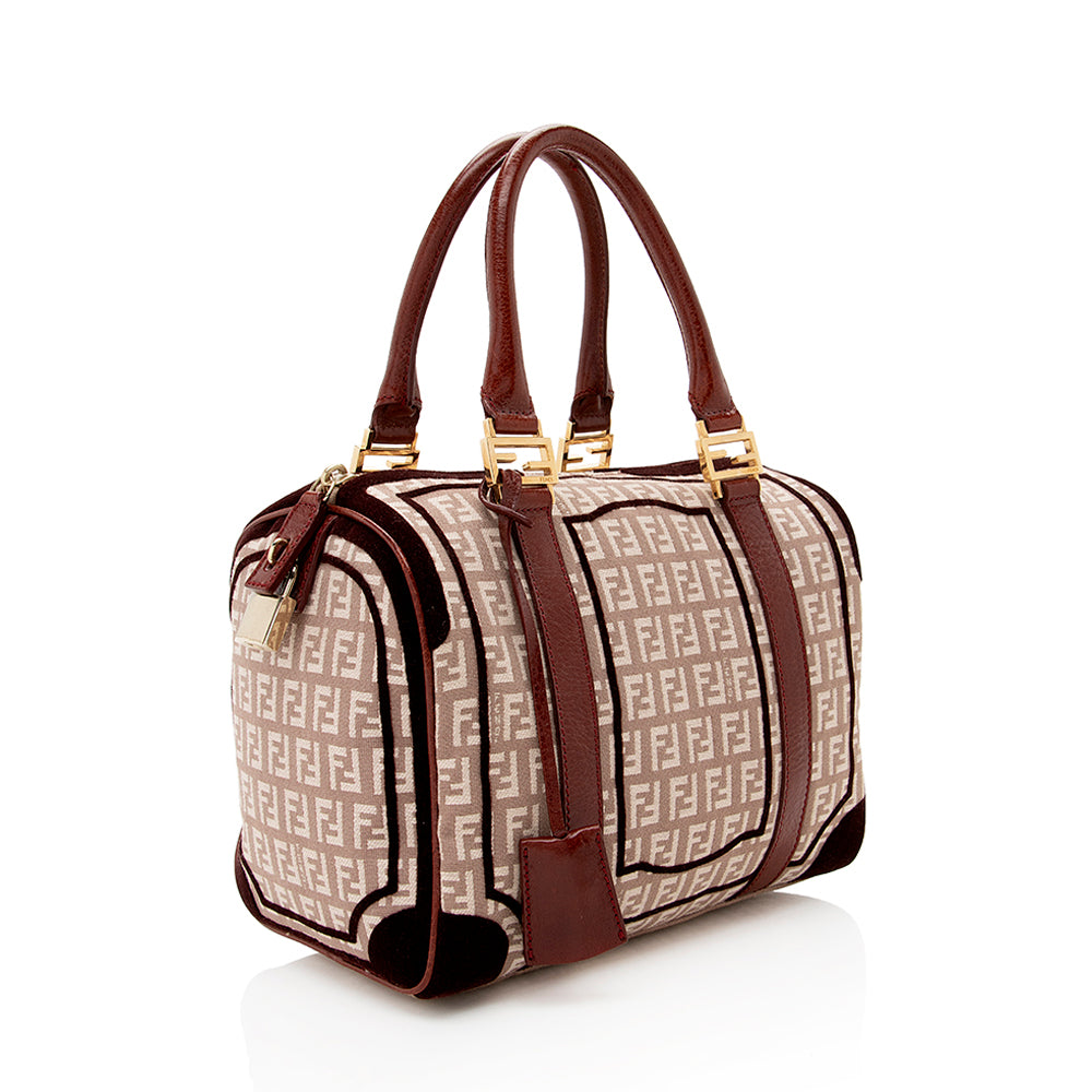 Fendi Zucchino Velvet Boston Satchel Shf Small Satchel Bag