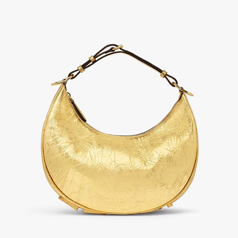 Fendi Calf Hobo Bag Gold Small