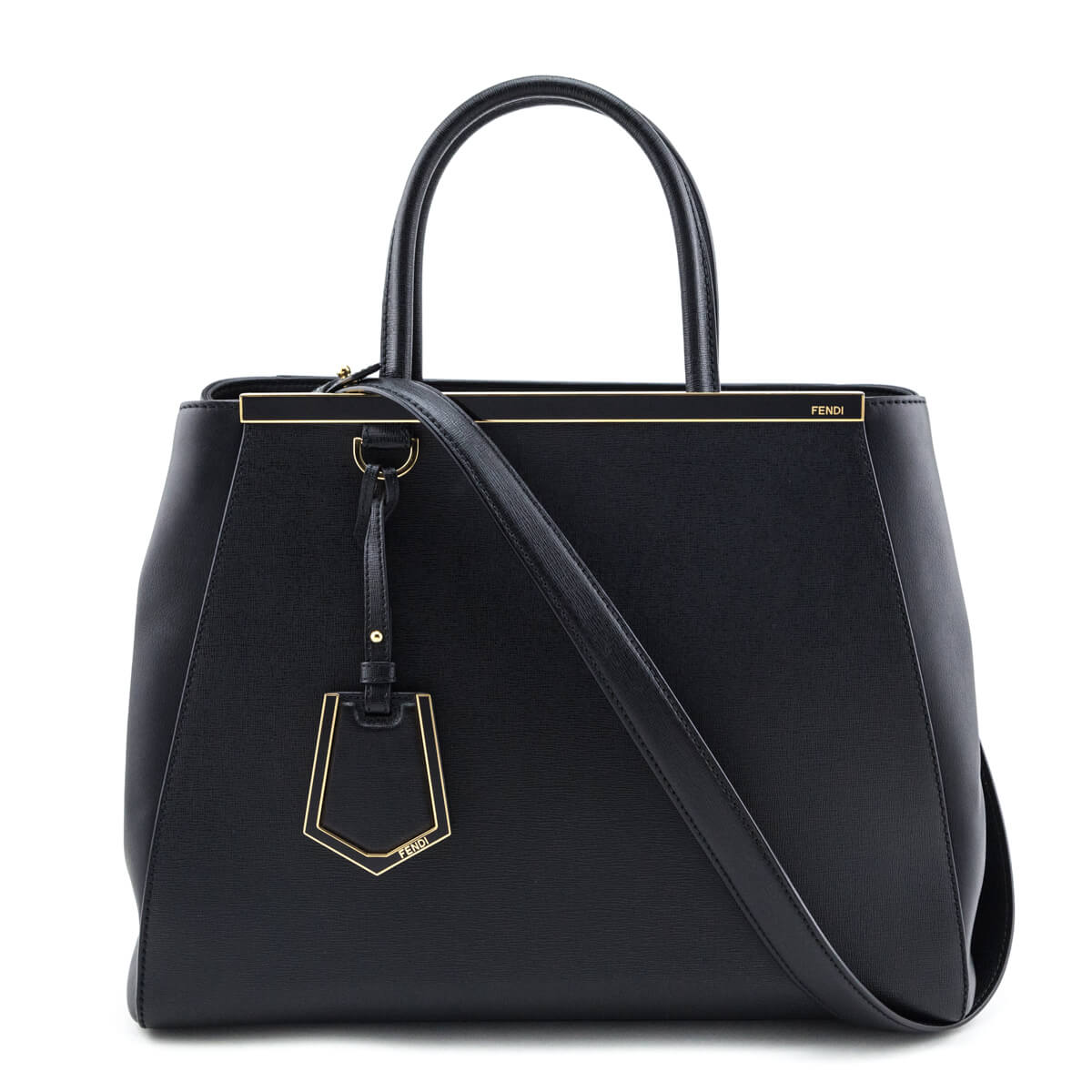 Fendi Handbag Elite Regular 2Jours Tote Vitello Black Satchel Bag