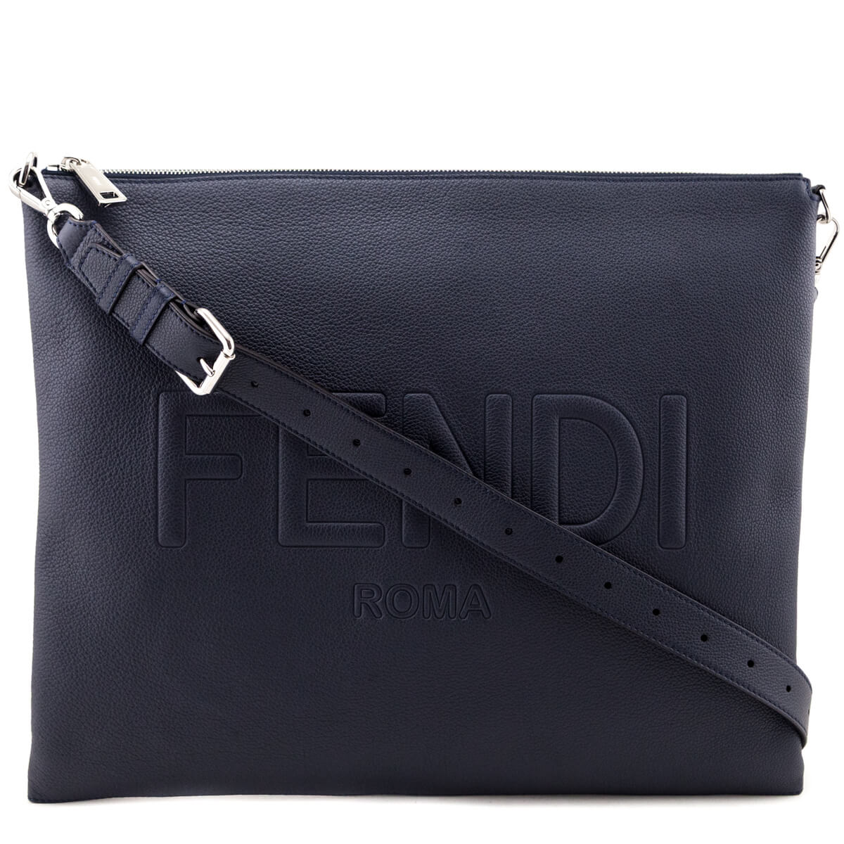 Fendi Handbag Dark Cher After Messenger Bag Vitello Blue Logo