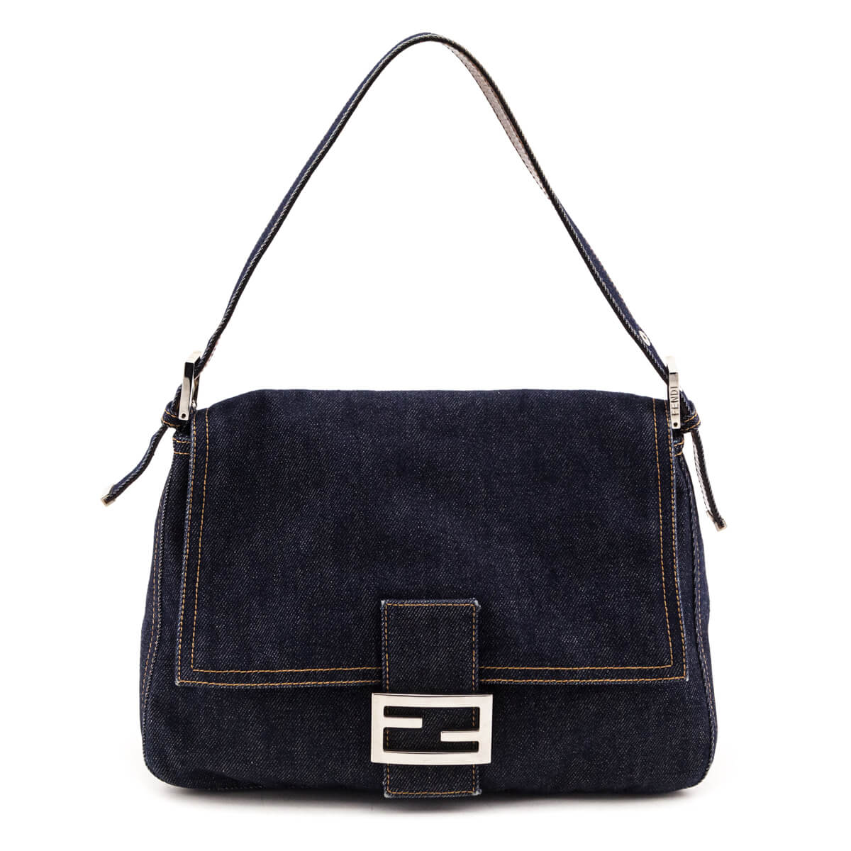 Fendi Handbag Mama Baguette Denim Shoulder Bag