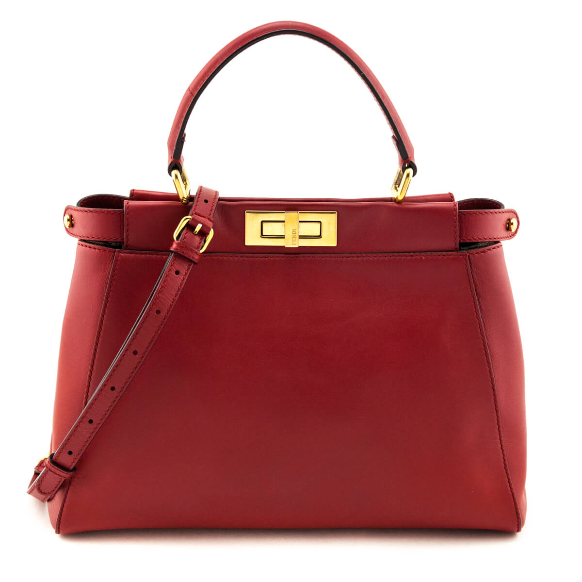 Fendi Handbag Nappa Peekaboo Bag Red Medium