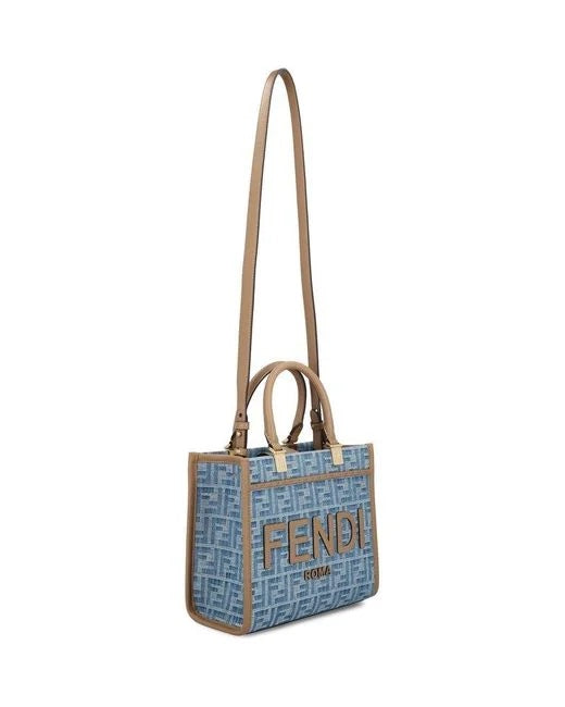 Fendi Ff Shopper Tote Bag Denim Small