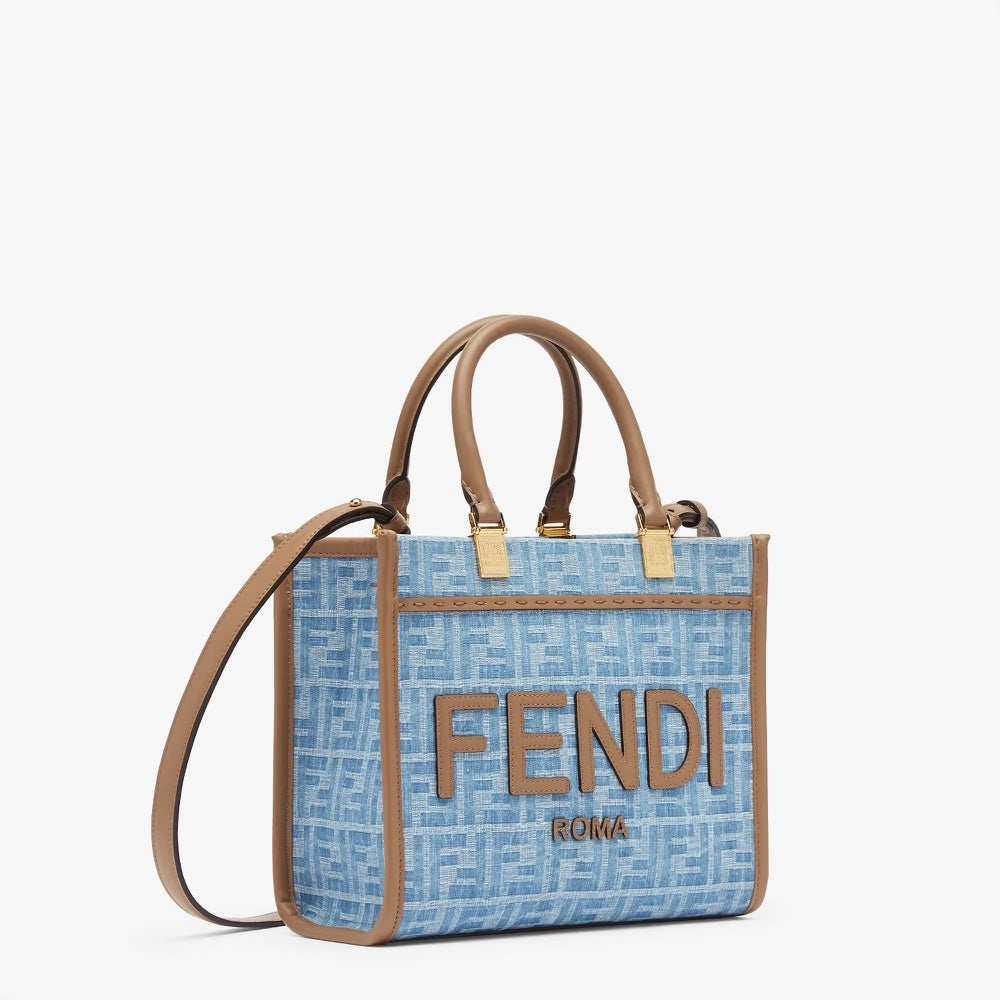 Fendi Ff Shopper Tote Bag Denim Small