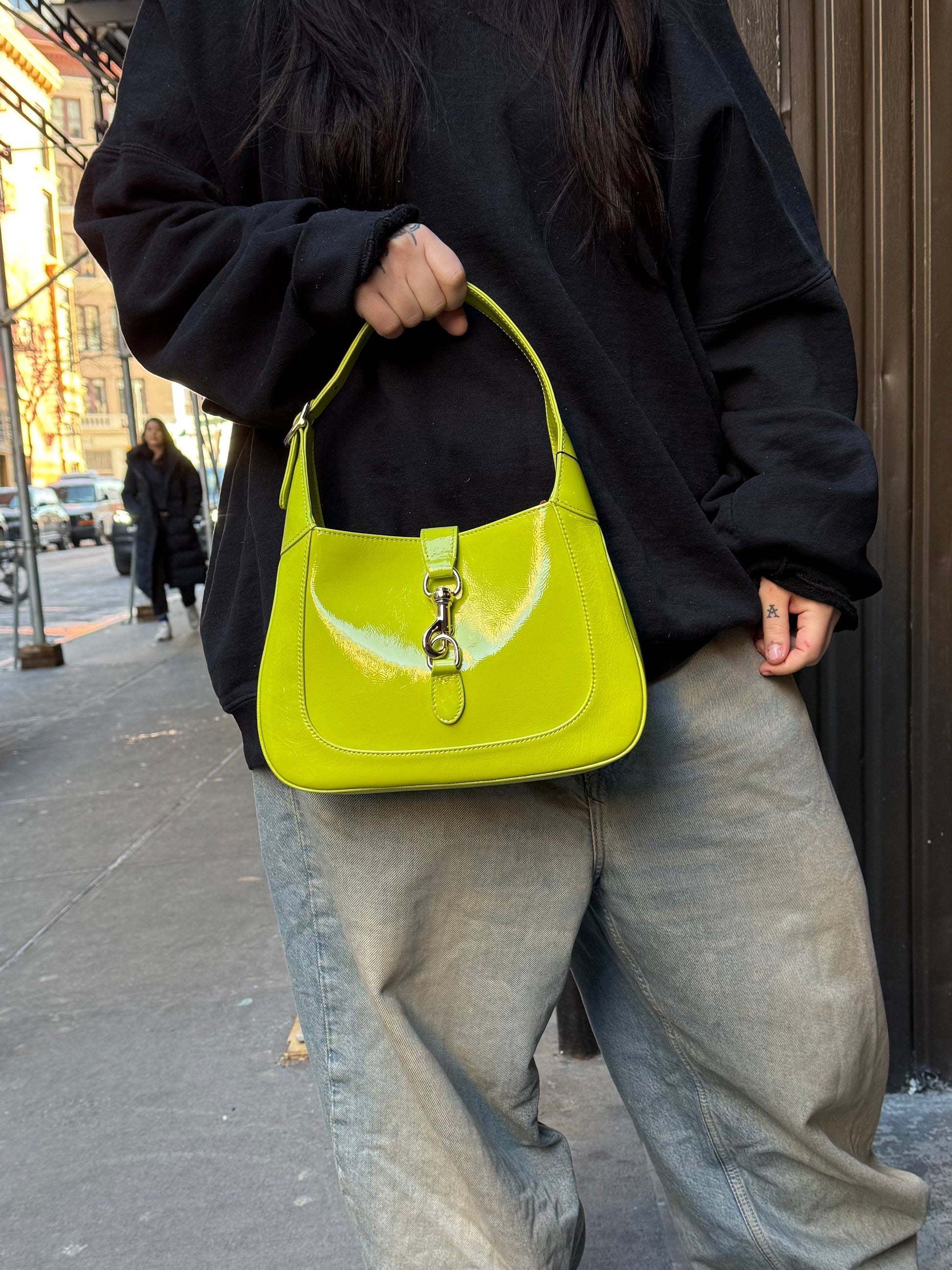 Gucci Jackie Green Medium Leather Shoulder Bag