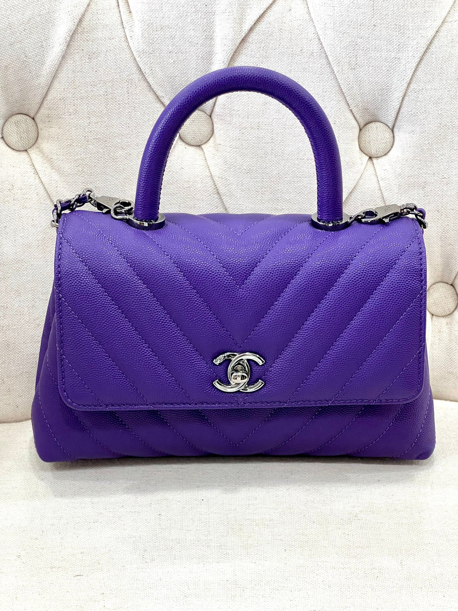 Chanel COCO HANDLE CHEVRON QUILTED CAVIAR Leather Mini Bag