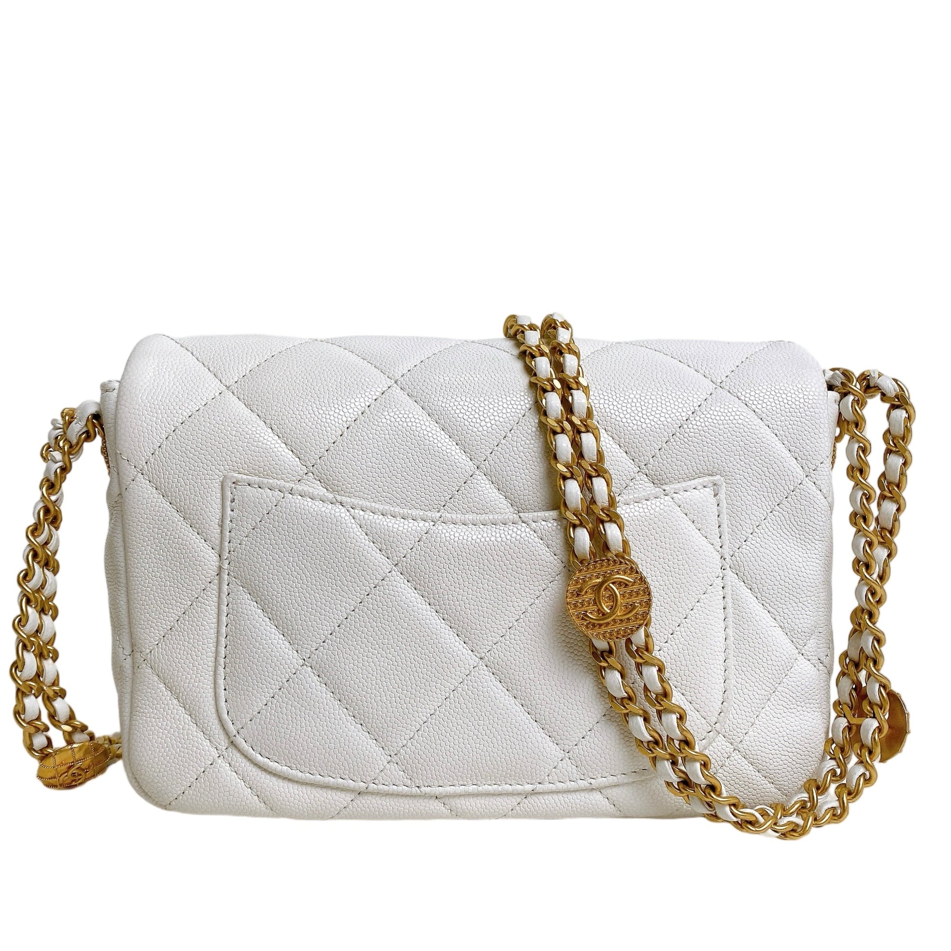 Chanel Flap Coin in White Handbag