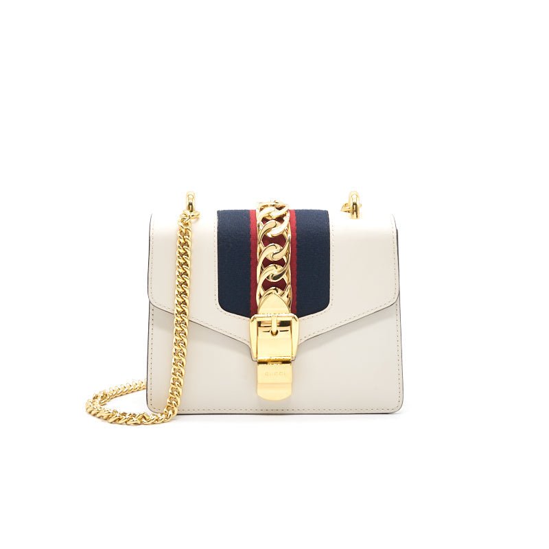 Gucci Sylvie Chain Bag The Web Bow Missing Leather Nylon Travel Bag
