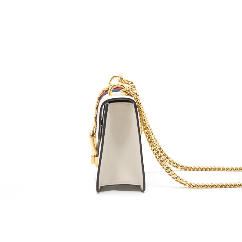 Gucci Sylvie Chain Bag The Web Bow Missing Leather Nylon Travel Bag