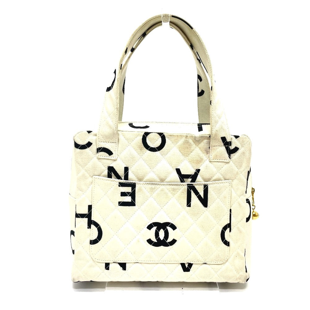 Chanel Cotton Ivorytypex CC COCO Mark Matelasse Black Canvas Handbag