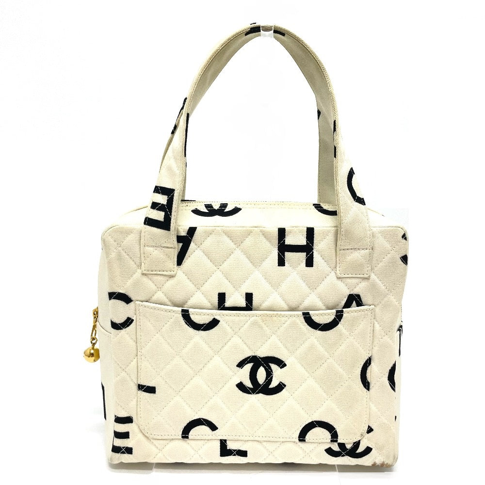 Chanel Cotton Ivorytypex CC COCO Mark Matelasse Black Canvas Handbag