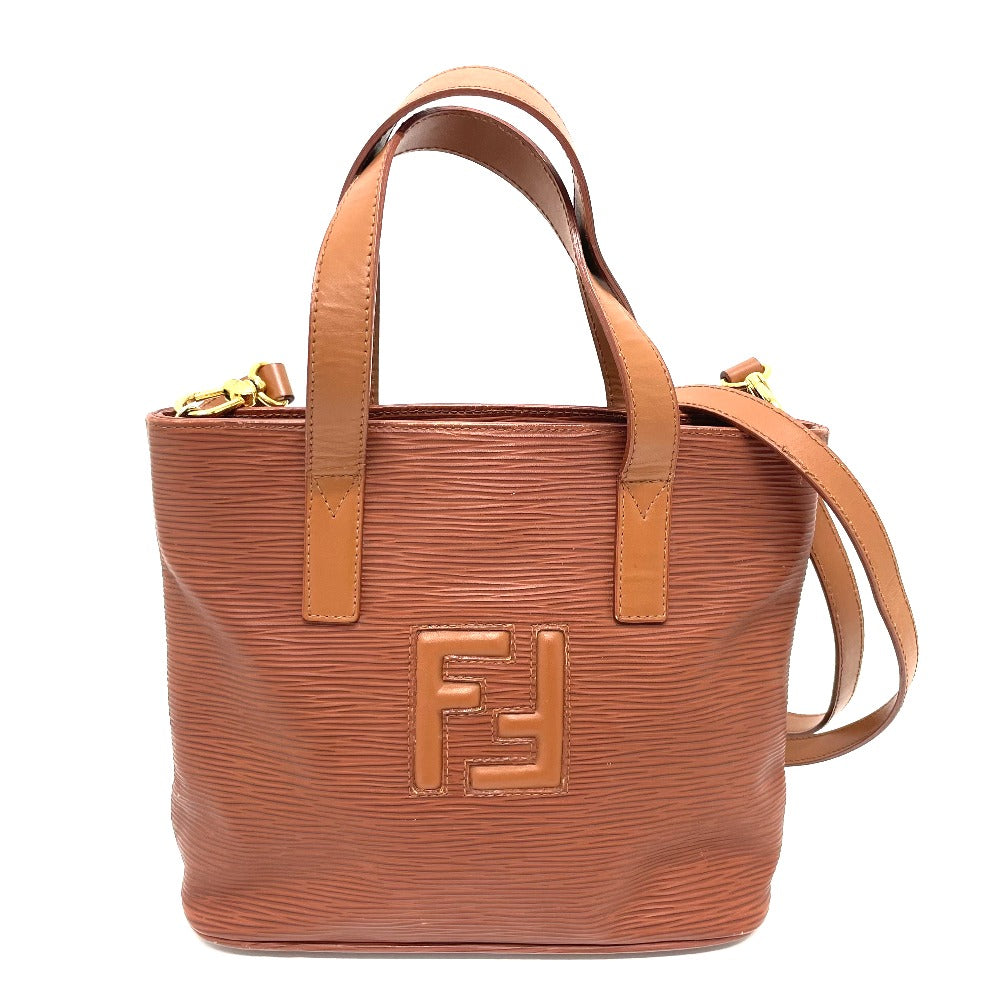 Fendi Handbag Ff Handbag Women Leather Brown Logo Travel Bag