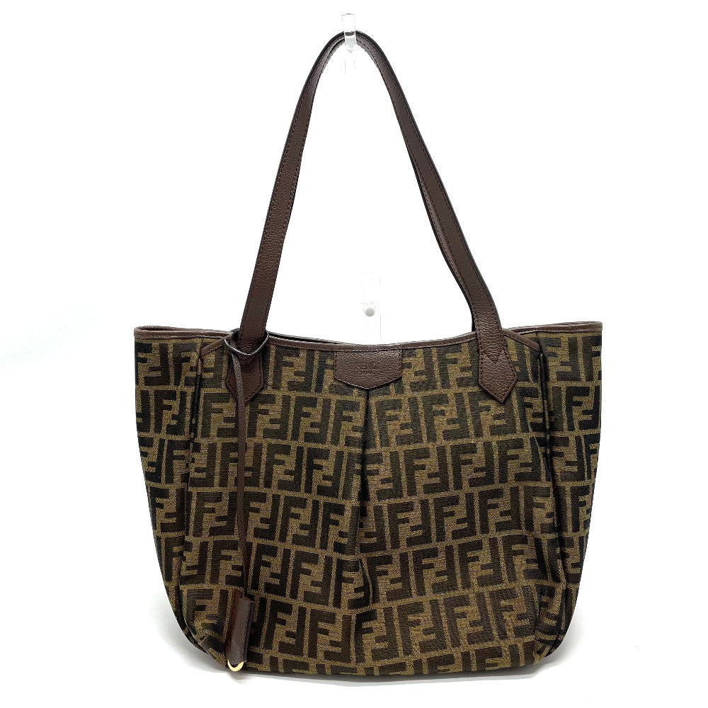 Fendi Tote Bag 8Bh268 Zucca Ff Pattern Shoulder Leather Canvas Brown Shoulder Bag