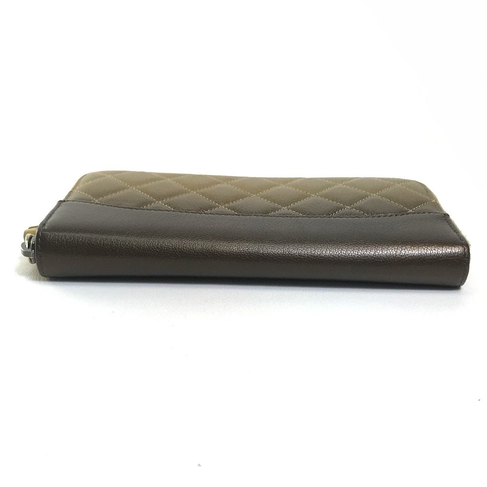 CHANEL Long Wallet Purse lambskin Gold x Brown Gradation Matrasse Women