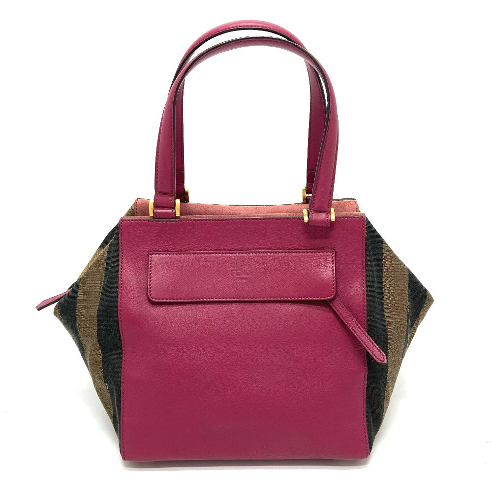 Fendi Handbag 8Bn251 Type Pecan Women Leather Canvas Brown Travel Bag