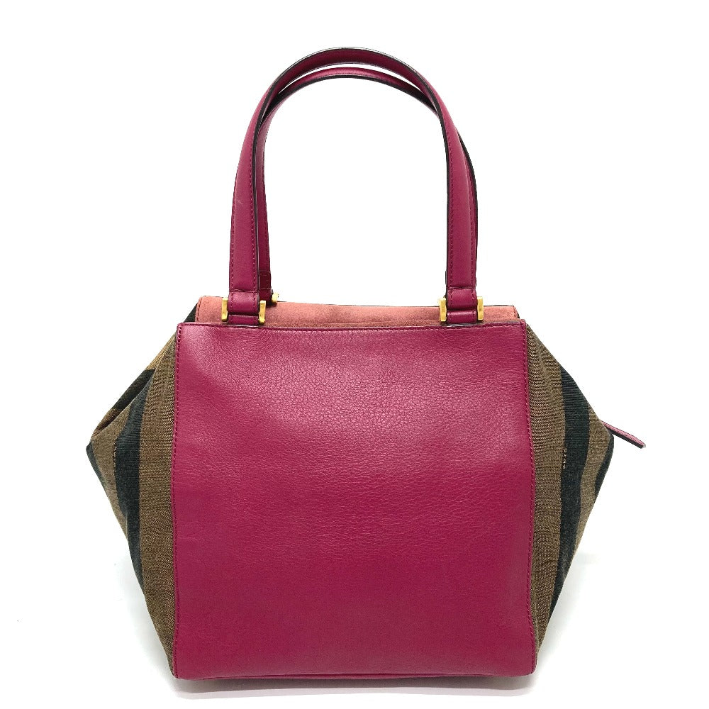 Fendi Handbag 8Bn251 Type Pecan Women Leather Canvas Brown Travel Bag