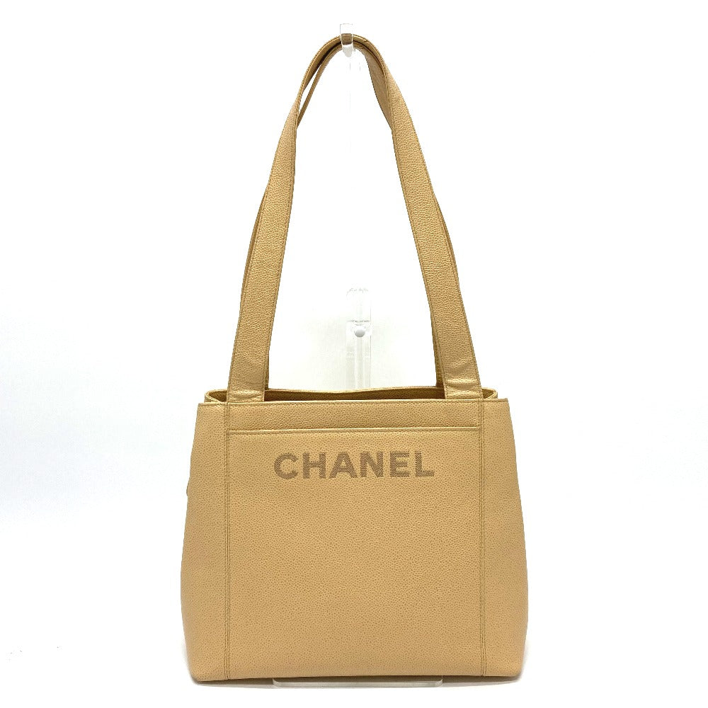 Chanel Caviar skin logo Beige Tote Bag
