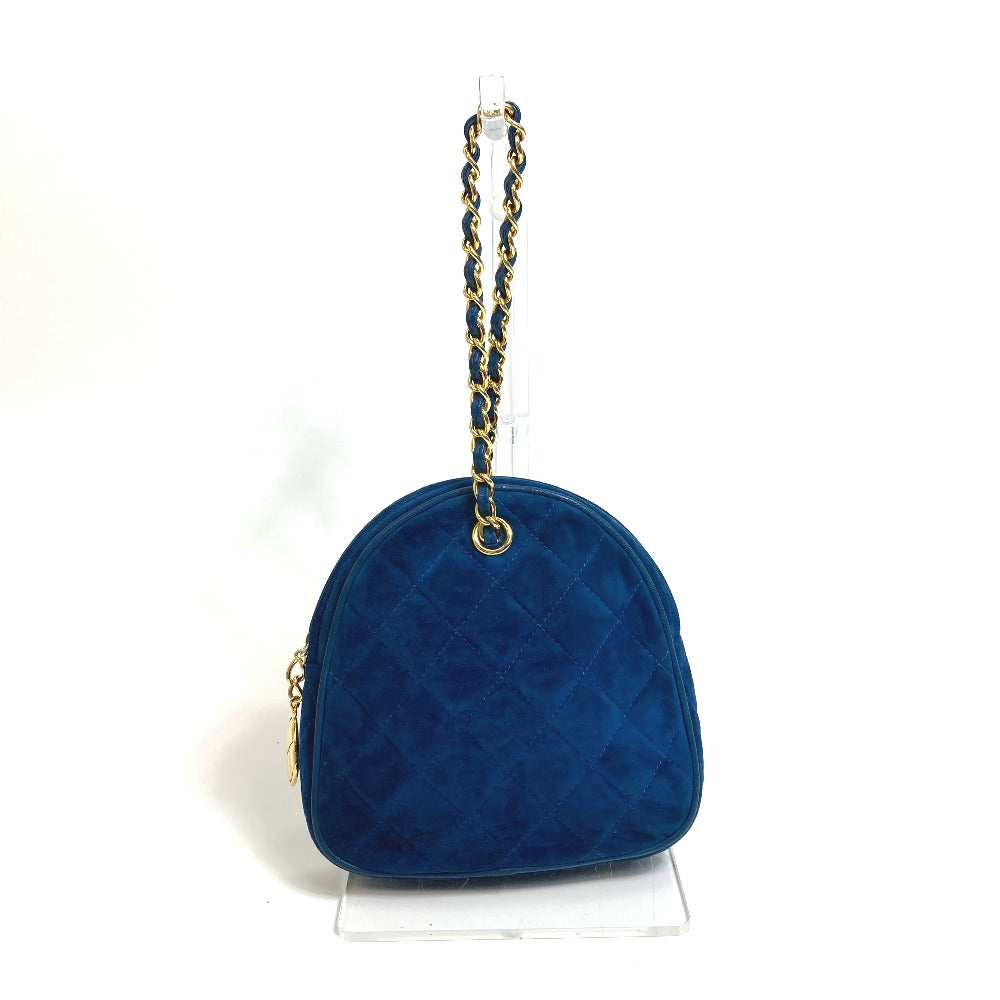 Chanel suede COCO Mark CC Matrasse Blue Handbag