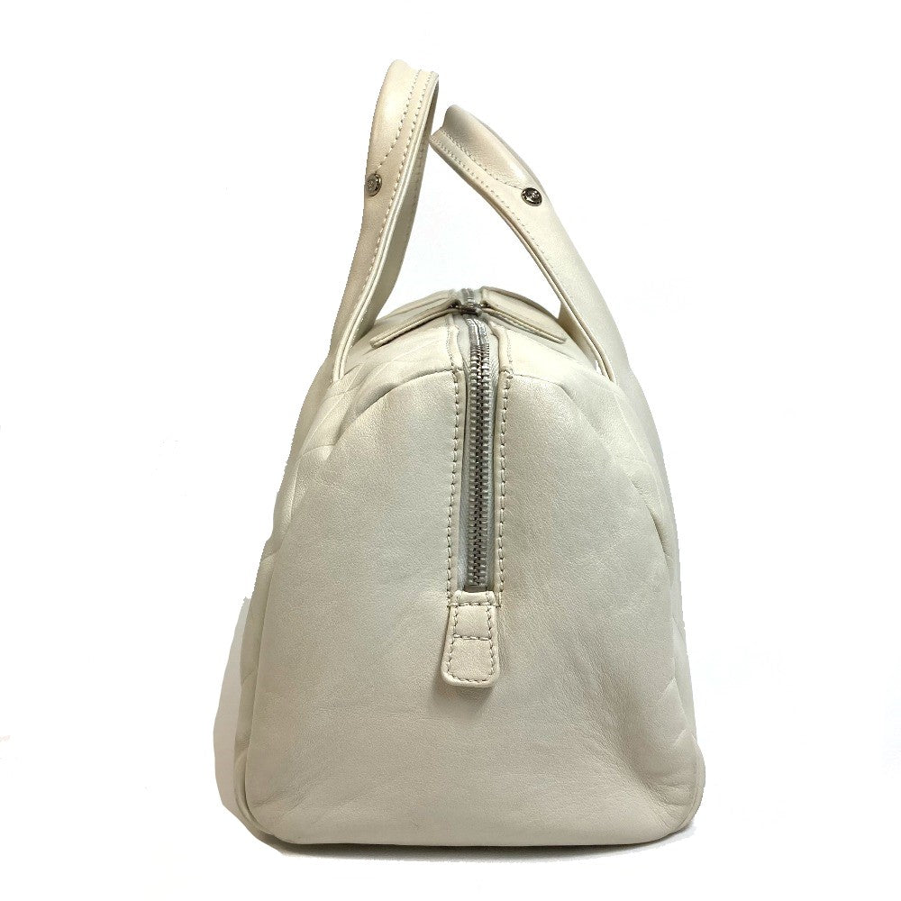 Chanel Boston Duffel CCCOCO Mark Chevron Vstitch Ivory Leather Travel Bag