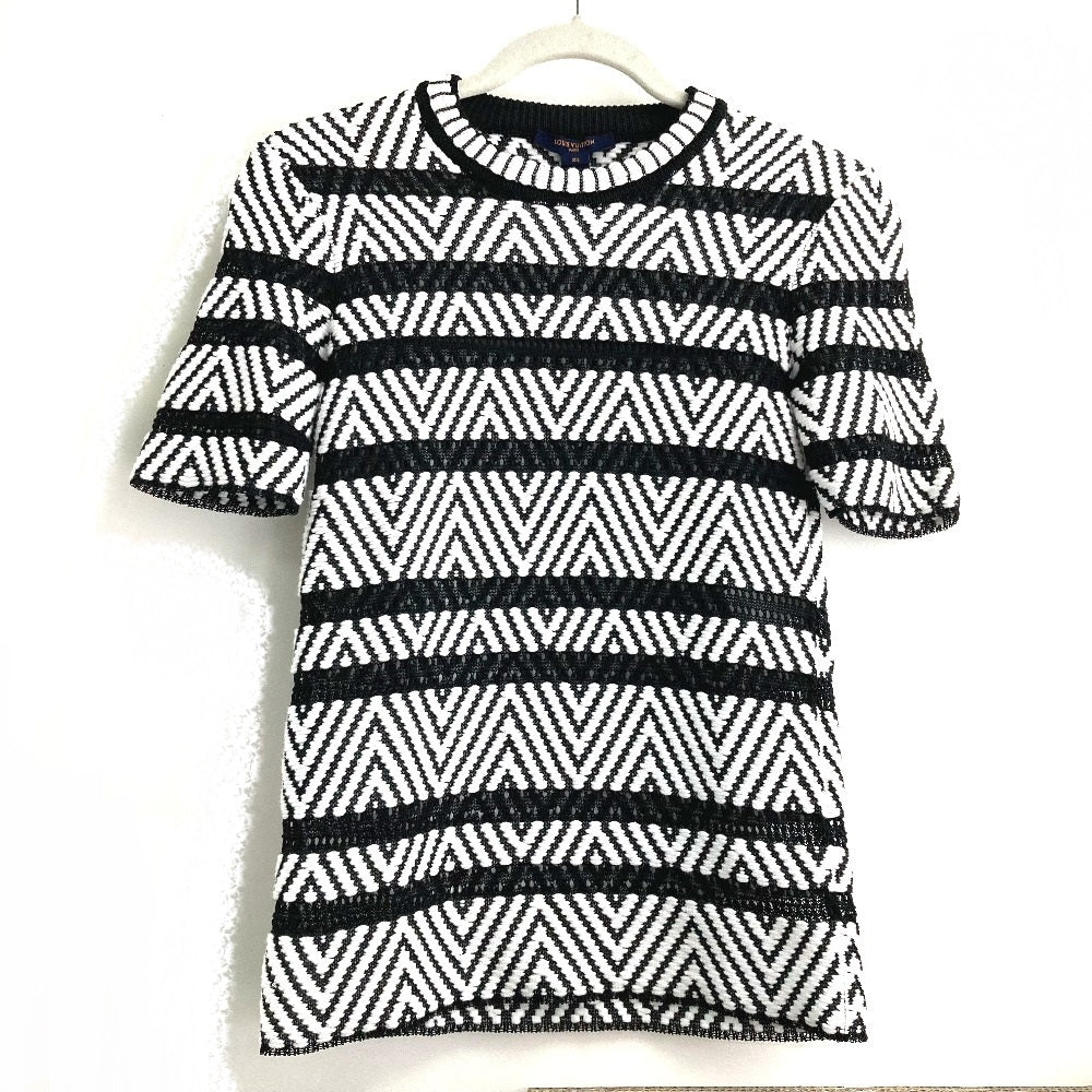 Louis Vuitton knit 1A3XJH x Chevron stitch Nylon Cotton Black White Handbag