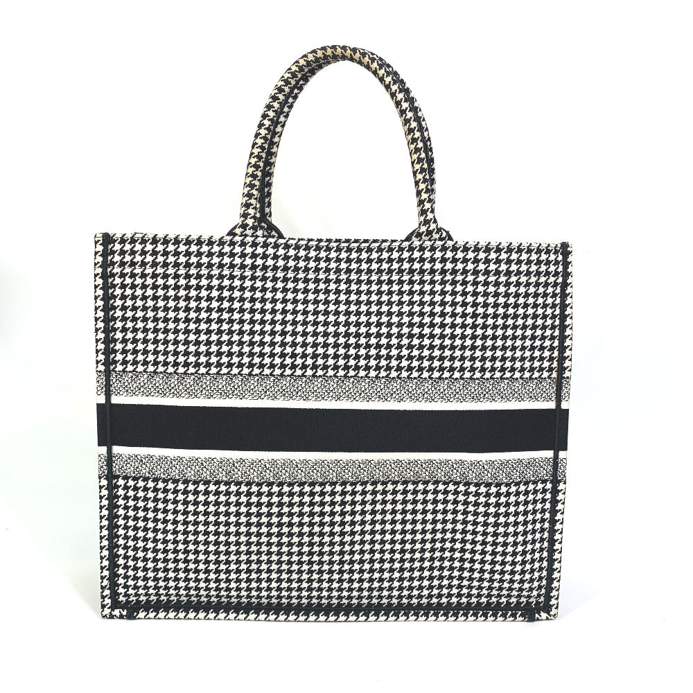 Dior Tote Bag Houndstooth Shoulder Bag Hound Tooth Canvas Black