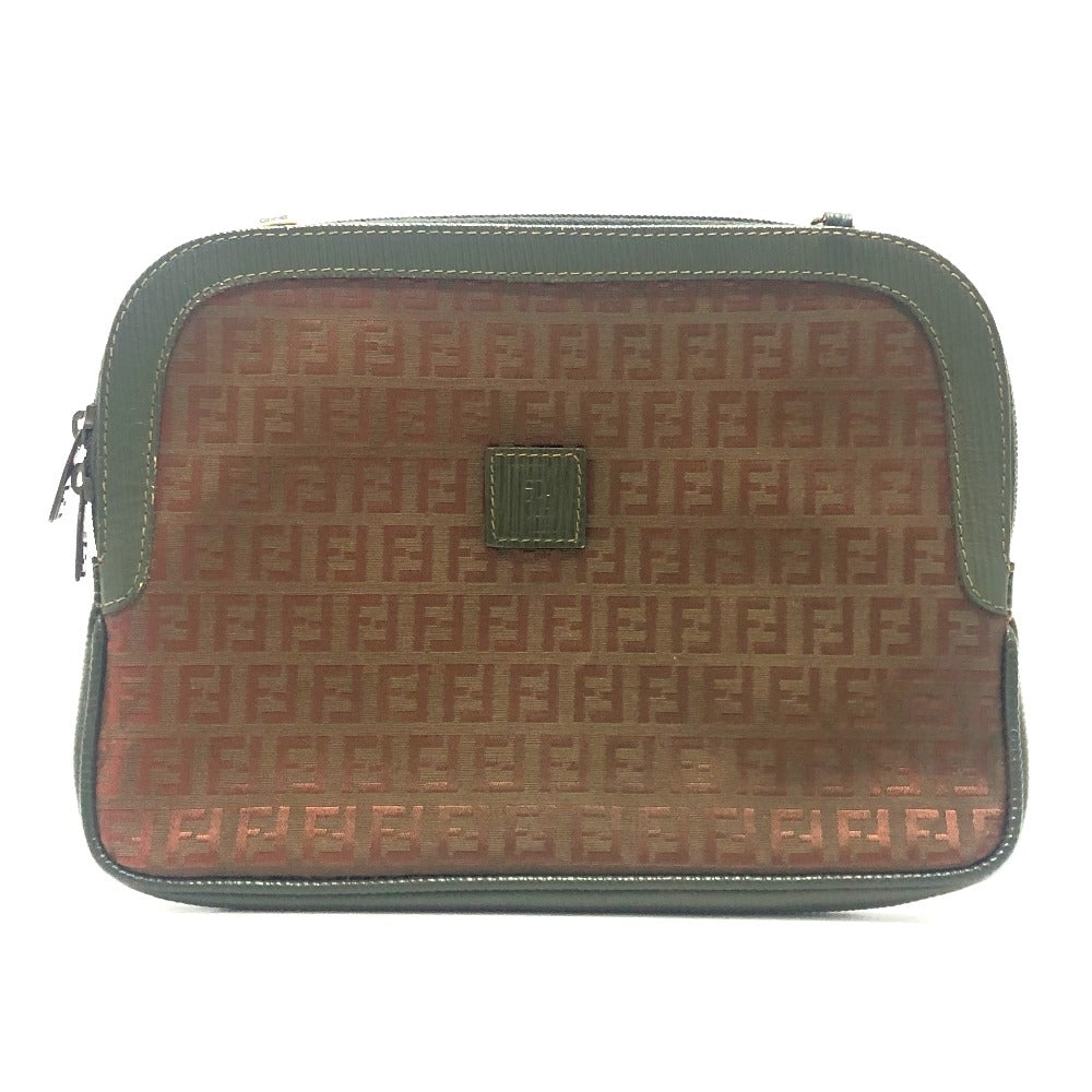 Fendi Shoulder Bag Zucchino Shoulder Bag Women Leather Canvas Brown
