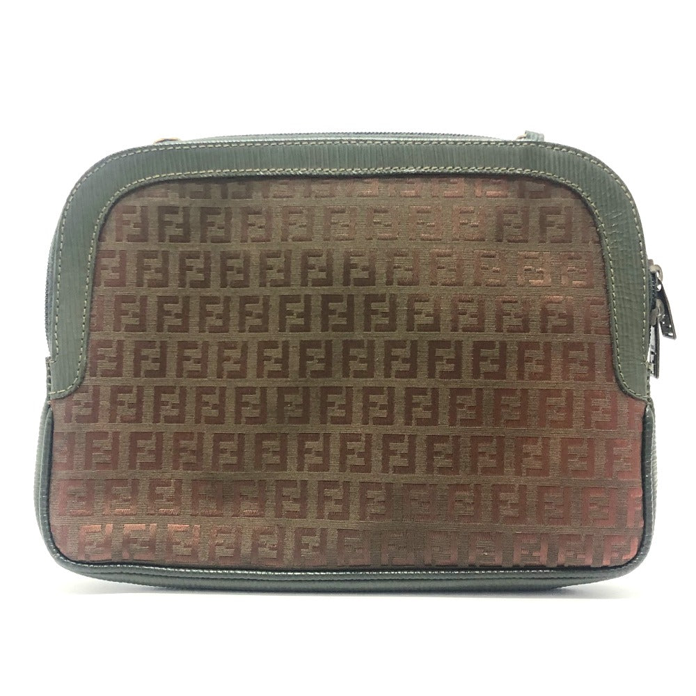 Fendi Shoulder Bag Zucchino Shoulder Bag Women Leather Canvas Brown