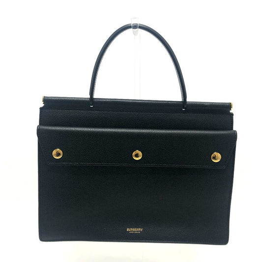 Burberry Square Type Handbag Unisex Unisex Leather Black Travel Bag