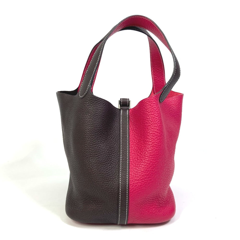 Hermes Handbag Taurillon Clemence Picotin Lock Kazak Tote Bag Brown Red