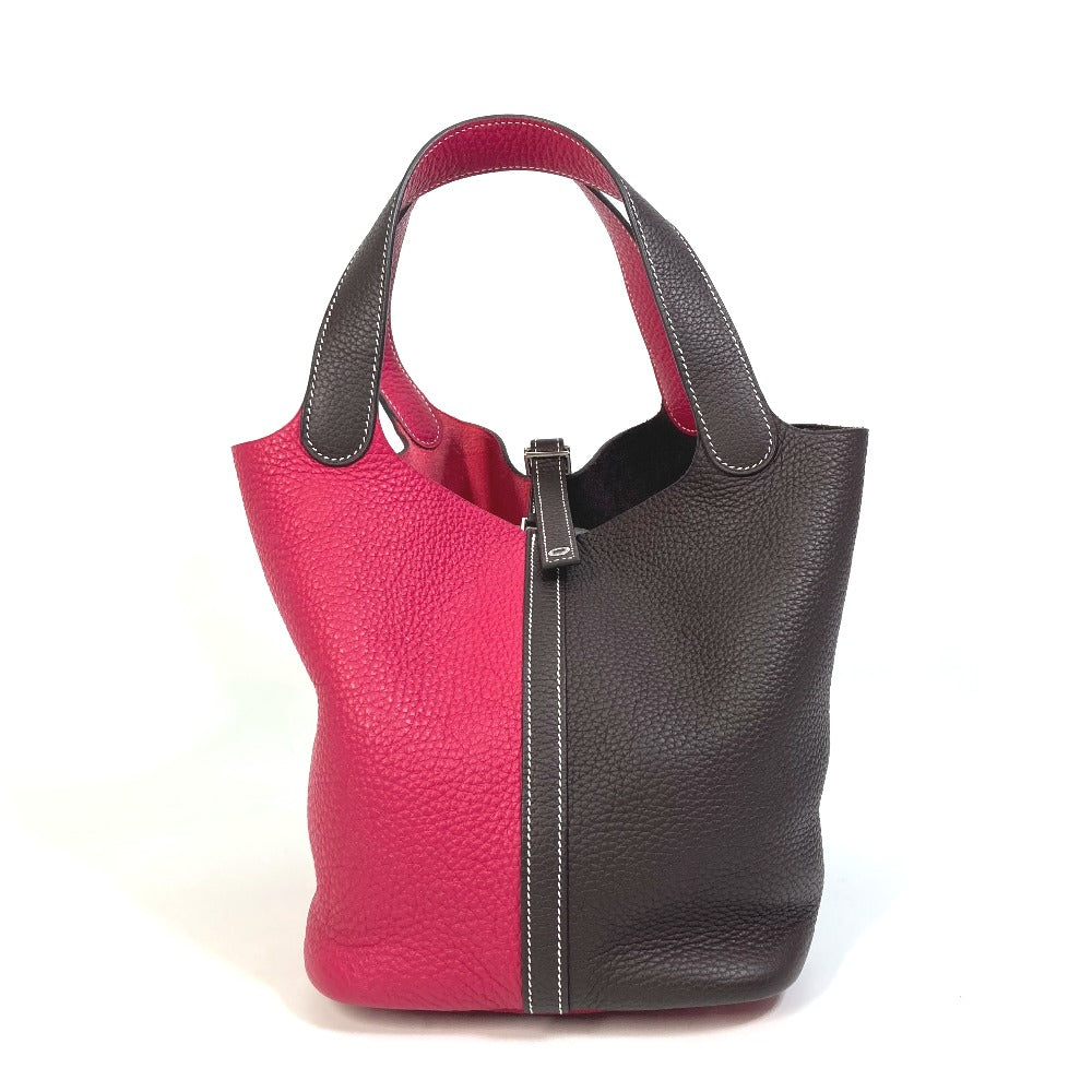 Hermes Handbag Taurillon Clemence Picotin Lock Kazak Tote Bag Brown Red