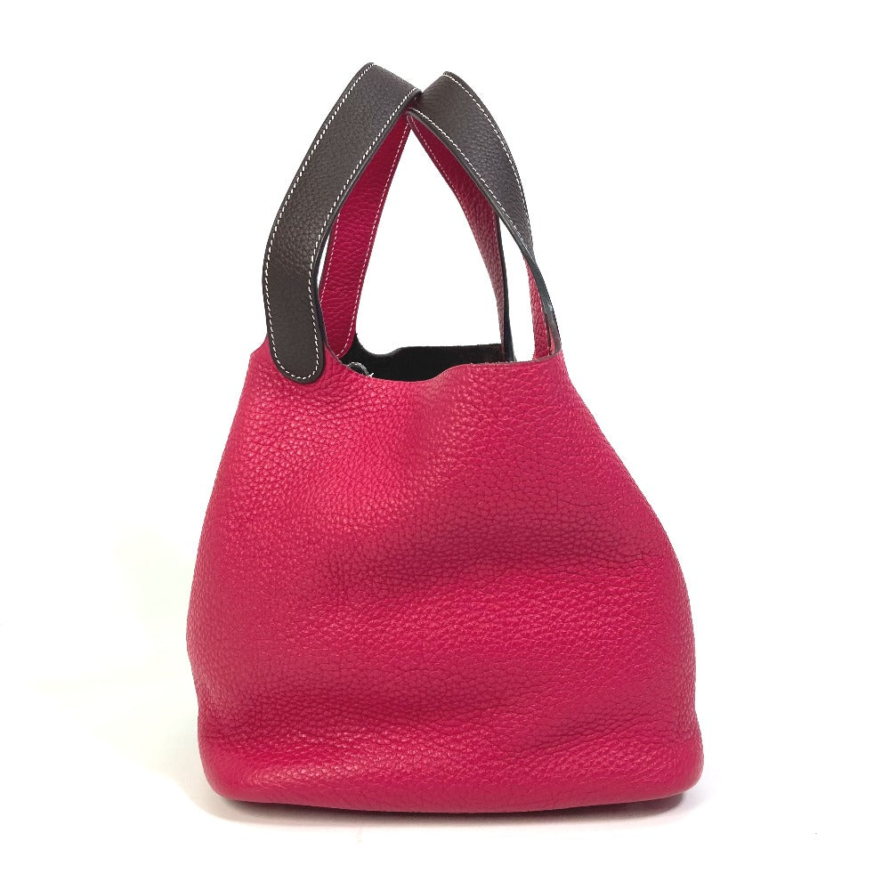 Taurillon Clemence Picotin Lock Mm Kazak Tote Brown Red Tote Bag