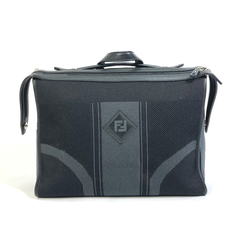 Fendi Business Bag 7Va400 Grey Mesh Bicolor Leather Canvas Black Travel Bag
