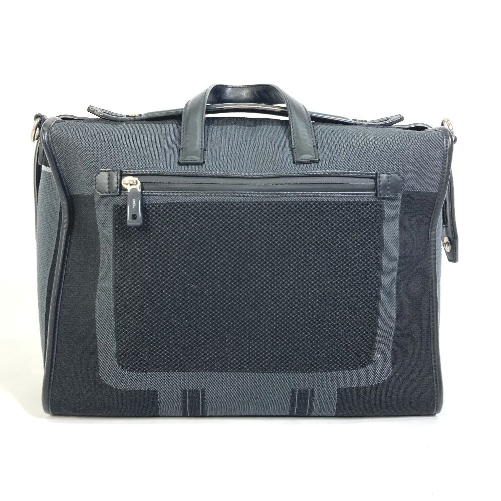 Fendi Business Bag 7Va400 Grey Mesh Bicolor Leather Canvas Black Travel Bag