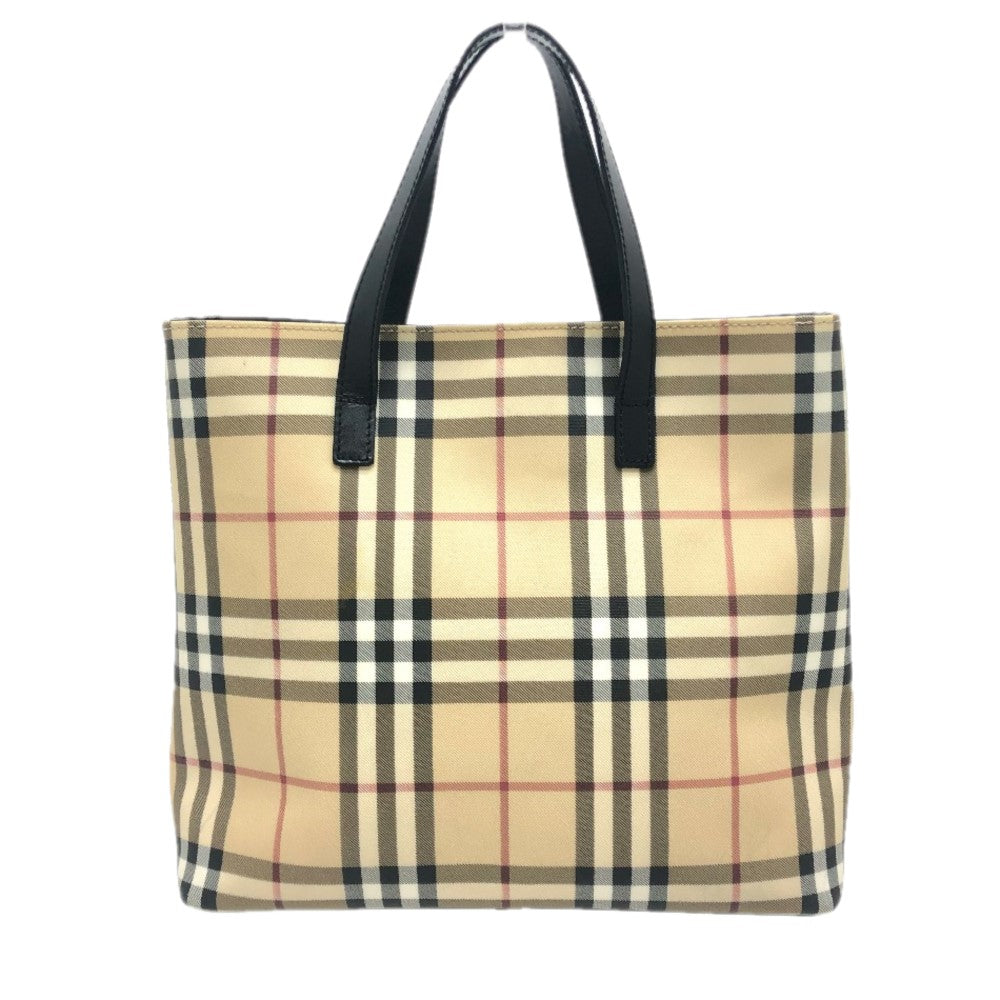 Burberry Tote Bag Pvc Check Leather Beige