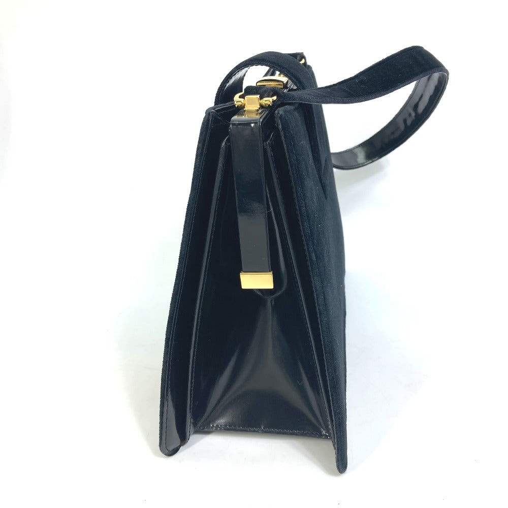 Shoulder Bag Velor Gamaguchi Women Leather Black